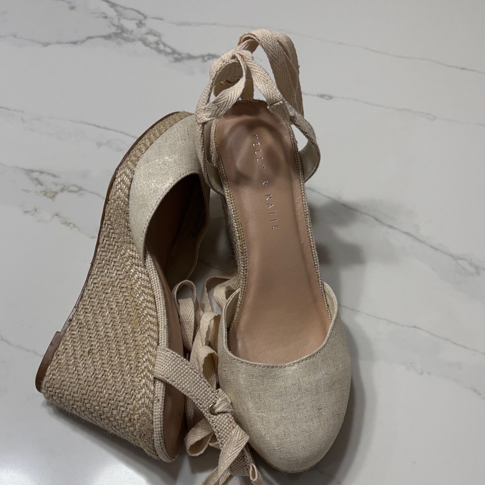 Kelly & Katie Beige Lace-Up Espadrilles